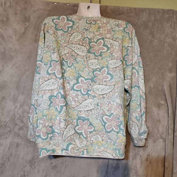 SUNDRY Womens Paisley 3/4 Sleeve‎ Multicolor Floral Pattern 3 Relaxed Sweatshirt - Picture 5 of 5